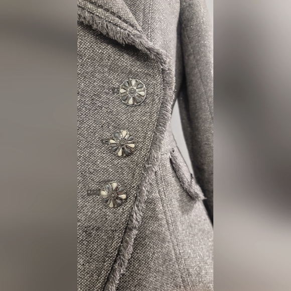 Cashe Cotton Wool Linen Gray Blazer Jacket - Picture 4 of 6